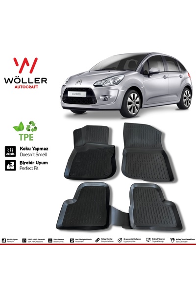 wöller Citroen C3 Paspas 2009 2016 Arası 3d Havuzlu Paspas