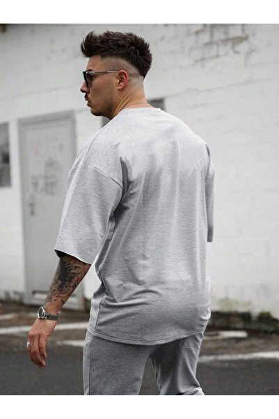 MOONBULL Męski, oversize'owy, gładki T-shirt