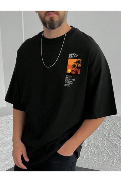 MOONBULL Ανδρικό μπλουζάκι Oversize Beach Printed