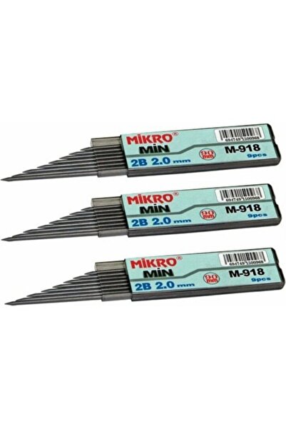 Mikro الحد الأدنى لقمة القلم التقنية باللون الأسود 2 مم 2.0 مم 2b 9 أنابيب 3 قطع