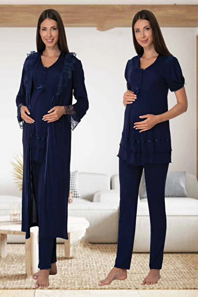 Lohussa Set de pijamale pentru femei, cu mâneci prințesă, cu design albastru ...