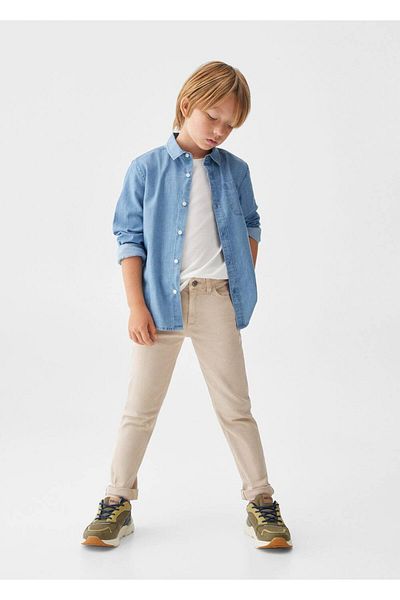 MANGO Kids Ίσιο φανελένιο παντελόνι