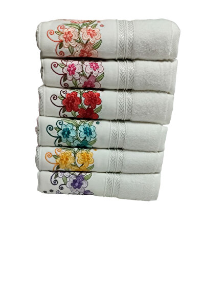 Özdilek 6 штук рушників з вишивкою азалії, модель 22-11