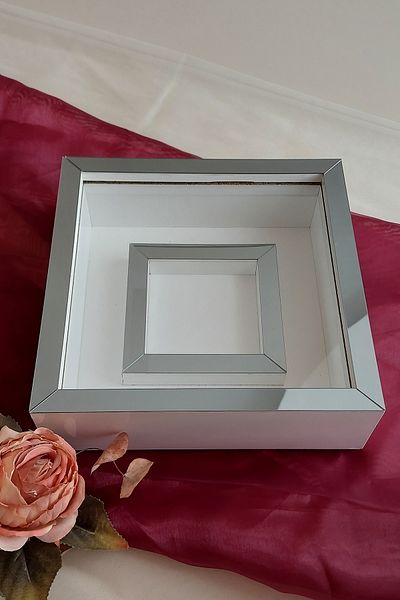Verda Çerçeve 25x25 Cm Fotografie Secționată Alb Semifumată Acoperită Verda Cadru de Memorie-6 Cm Adâncime Cadru de Memorie