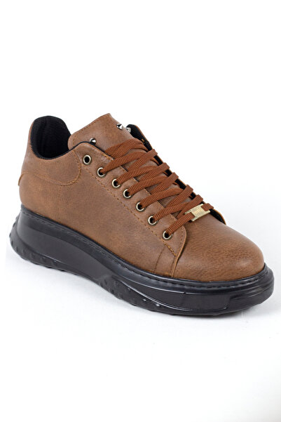 Rainon Store Tan Leather High Sole Lace-Up Men's Sports Shoes