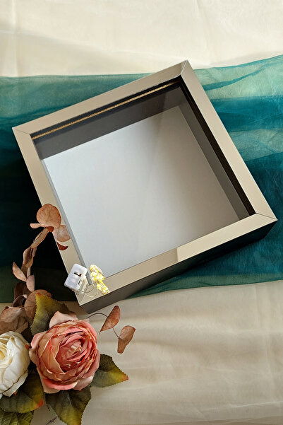 Verda Çerçeve 25x25 Cm Siyah-gümüş Ledli Isimsiz Derin Gül Çerçevesi! Gül Kut...