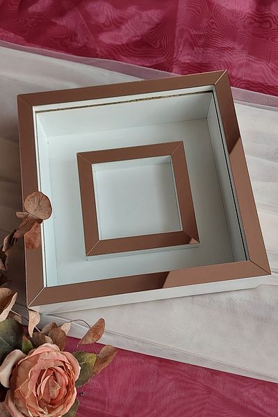 Verda Çerçeve 25x25 Cm Fotografie Secționată Alb-Rose Plexi Coated Verda Cadru de Memorie-6 Cm Adâncime Cadru de Memorie