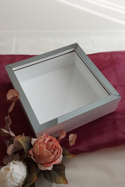 Verda Çerçeve 25x25 Cm White-smoked Deep Memory Frame-6 Cm Depth Memory Frame Rose Box!Hkm Commerce