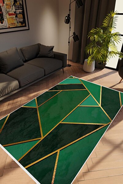 10 Post Online Modern Geometrik Altın Yeşil Gold Kaydırmaz Kesme Yıkanabilir ...