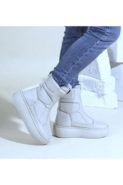 İpek Arya OGGO Snow Boot Outdoor Cream Θερμική Γούνα Χειμερινή Αντιολισθητική Σόλα Μπότες Χιονιού