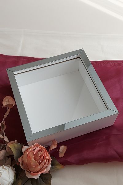 Verda Çerçeve 25x25 Cm Cadru de memorie adânc afumat alb - Cadru de memorie adânc de 6 cm Cutie de trandafiri! Hkm Comerț