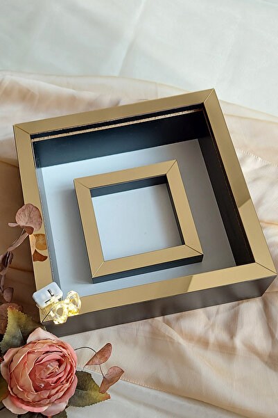 Verda Çerçeve 25x25 Ledli Siyah-gold Fotoğraf Bölümlü Çerçeve Gül Tasarımları...