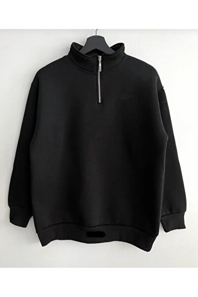 blausee wear Hanorac cu jumătate de fermoar cu guler înalt și fleece în interiorul iarnă unisex