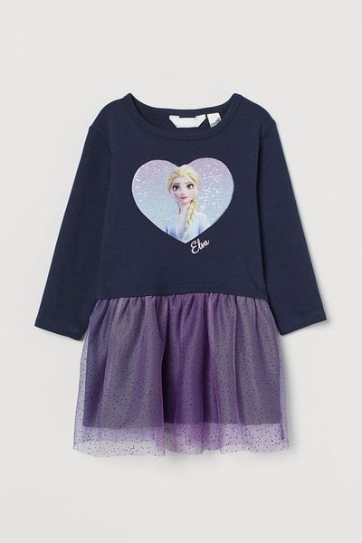 Pink Hippo Kids Rochie hanorac cu imprimeu Frozen Elsa pentru fete cu fustă din tul cu sclipici