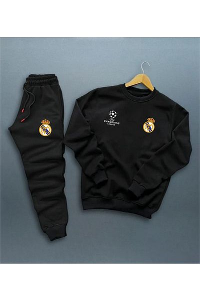 Pisa Art مجموعة ريال مدريد لدوري أبطال أوروبا بتصميم خاص برقبة دائرية وسروال رياضي