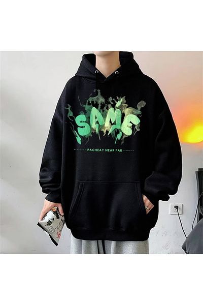 Touz Moda Street Wear Same Oversize Unisex Μαύρο φούτερ