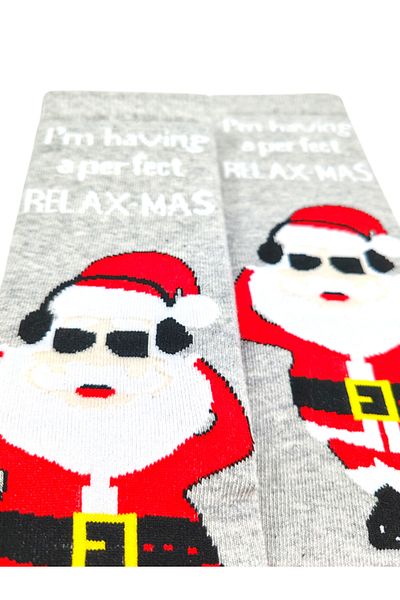Bonapart Ειδική συλλογή Unisex Πρωτοχρονιά Χριστούγεννα Merry Christmas Happy Relax Mas Grey Socket κάλτσες