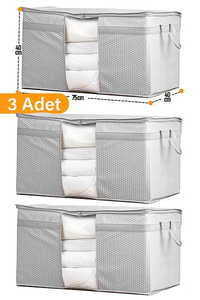 Serstil 3 Pieces - Window Pillow Quilt Scrap 75 X 40 X 40cm - Gray Spotted