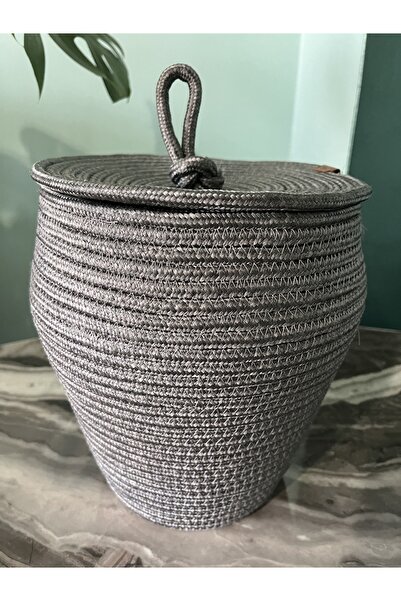 Namteks JÜT Hasır Sepet, Kapaklı Dekoratif Sepet, Çok Amaçlı Saklama Kutusu, ...