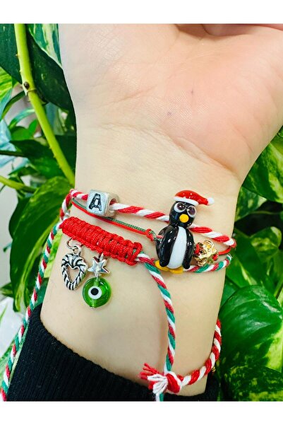 HARİKALAR DÜKKANI مجموعة أساور رسائل مفصلة على شكل بطريق مورانو للعام الجديد