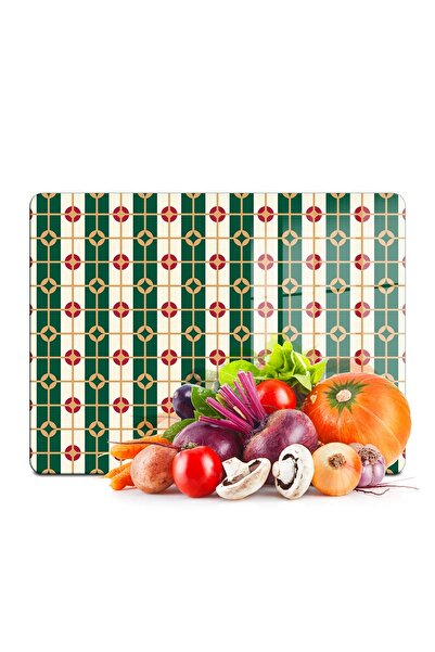 Decovetro لوح تقطيع زجاجي بتصميم هندسي أخضر - 30x40 سم