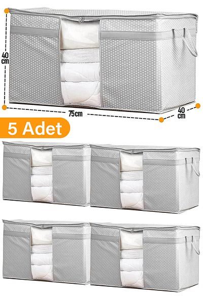 Serstil 5 Pieces - Window Pillow Quilt Scrap 75 X 40 X 40 Cm - Gray Spotted