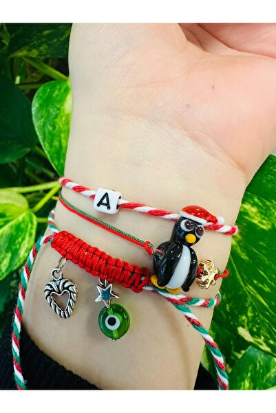 HARİKALAR DÜKKANI مجموعة أساور رسائل مفصلة على شكل بطريق مورانو للعام الجديد