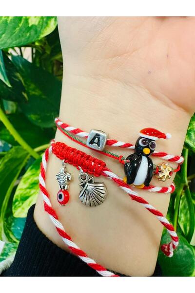 HARİKALAR DÜKKANI مجموعة أساور على شكل حرف Murano Penguin للعام الجديد