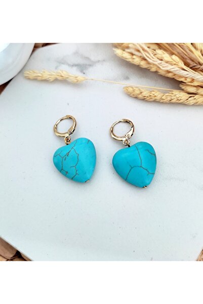 HALHALMILL Turquoise Beaded Heart Hoop Earrings
