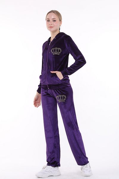 ikmal collection Αναπλήρωση Crown Stone Soft Texture Velvet Loose Leg