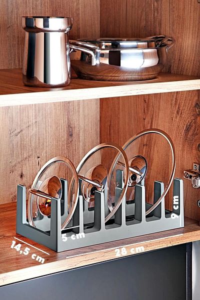 NY HOME Multi-Purpose Plastic Plate, Pan, Pot Lid Organizer Anthracite
