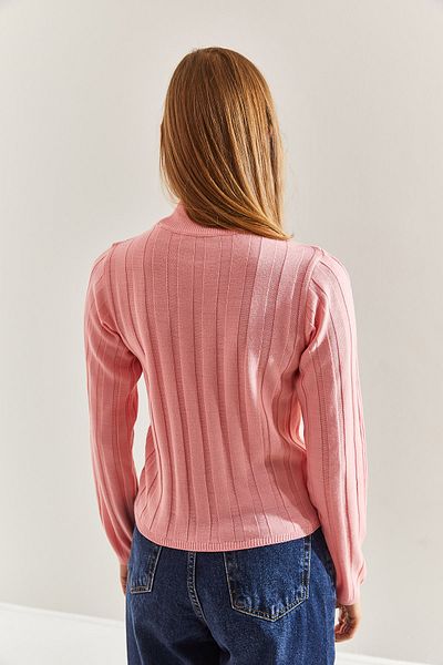 Bianco Lucci Women's Turtleneck Ribbed Knitwear Sweater