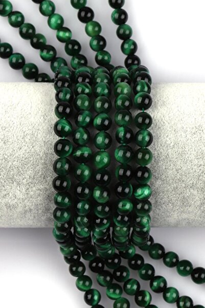 Alibaba Doğaltaş سلسلة من حجر عين النمر الأخضر الطبيعي مقاس 6 مم