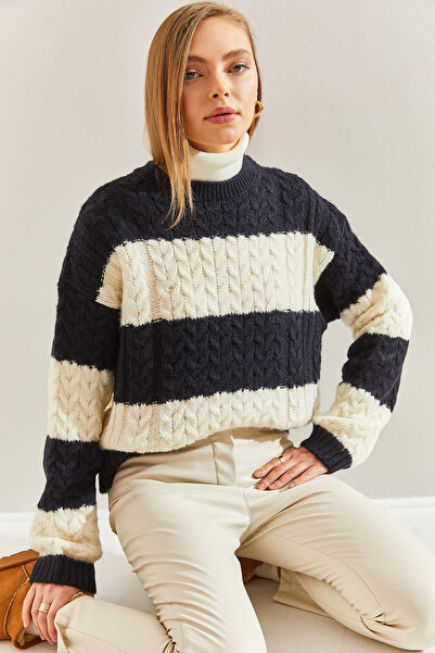 Bianco Lucci Pulover de damă tricotat cu model