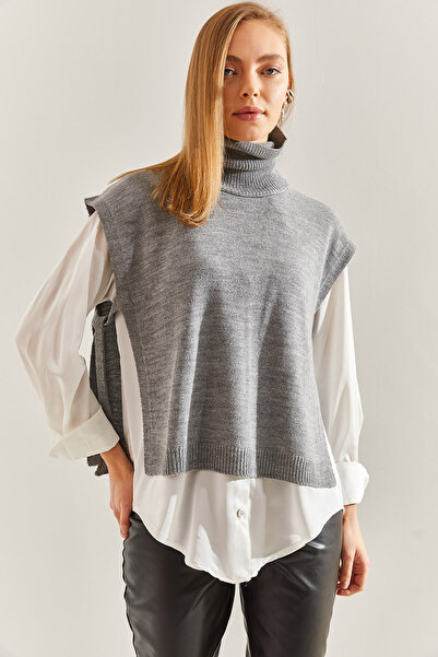 Bianco Lucci Women's Turtleneck Belt Tie Knitwear Sweater