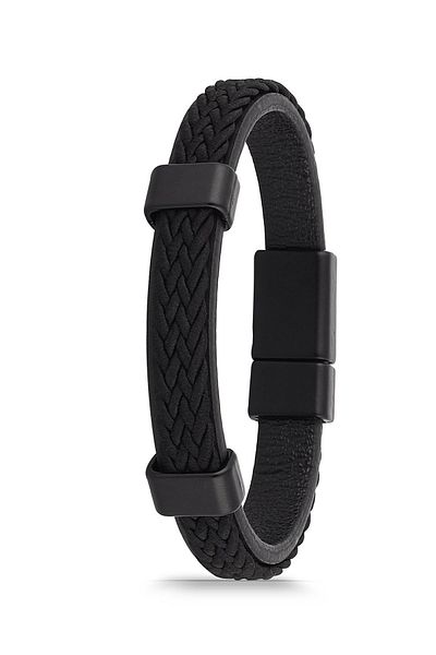 Duke Nickle Leather Braid Detailed Clip Bracelet Debl2023