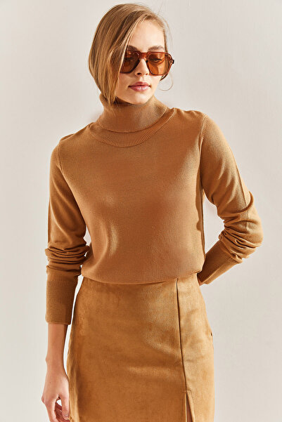 Bianco Lucci Дамски трикотажен пуловер с висока яка