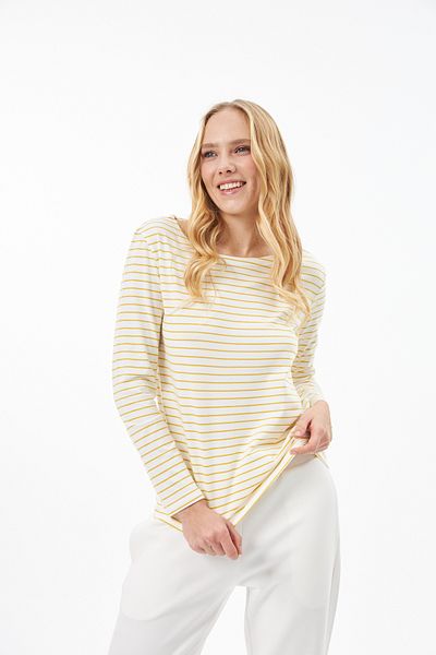 Elegant Design 100% Organic Cotton Striped Long Sleeve Boat Neck T-shirt