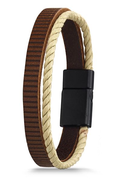 Duke Nickle Leather Braid Detailed Clip Bracelet Debl2026
