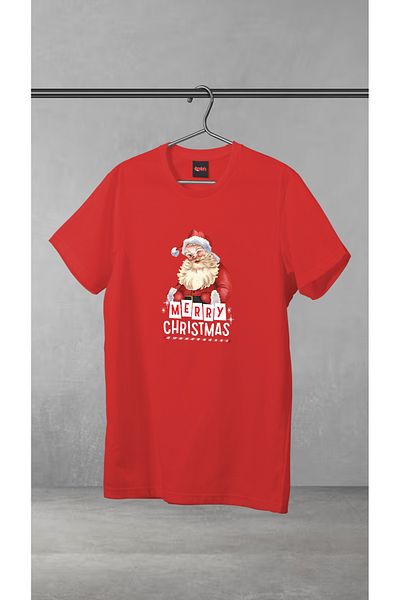 dopdolu promosyon New Year's Special Santa Claus Merry Christmas Printed T-Shirt 100% Cotton