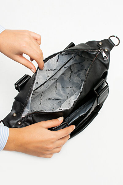 By Hakan SN 1383 WOMEN'S SLEEVE BAG HANDBAG SHOULDER BAG LEATHER-BLACK