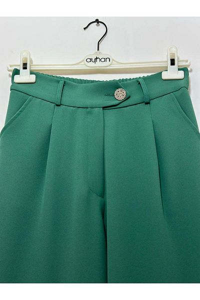 Kayra Elastic Waist Crepe Trousers