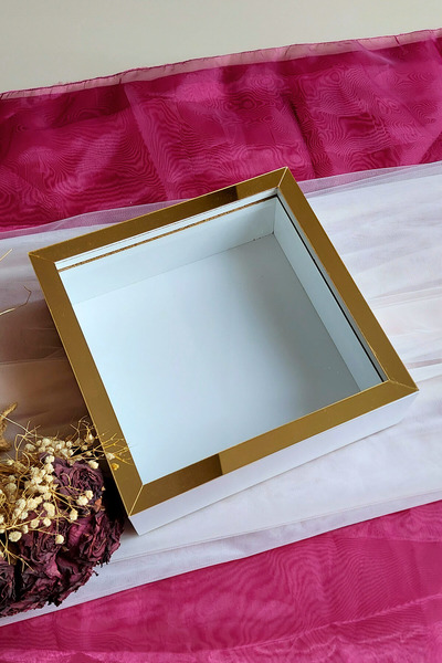 Verda Çerçeve 25x25 Cm White-gold Deep Memory Frame-6 Cm Depth Memory Frame Rose Box!Hkm Commerce