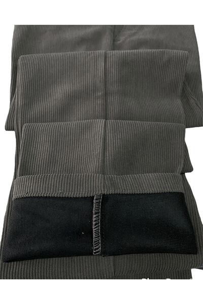 gambia outdoors Erkek Klasik Kesim Siyah Içi Polarlı Yüksek Kalite Büyük Beden Kadife Pantolon RAHAT