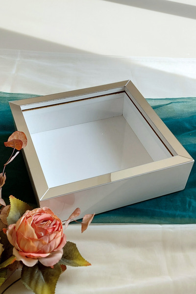 Verda Çerçeve 25x25 Cm White-silver Deep Memory Frame-6 Cm Depth Memory Frame Rose Box!Hkm Commerce