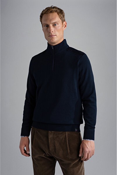 PAUL&SHARK MEN'S ZIPPED PULLOVER C.WWOOL