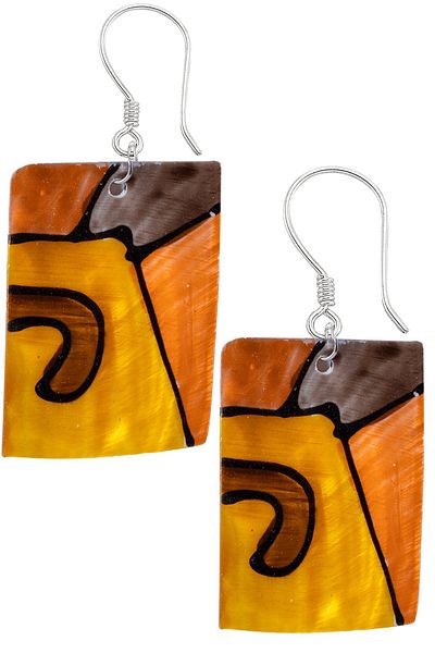 Tesbih Atölyesi Certified Handcrafted Orange Colored Mother of Pearl Stone Earrings