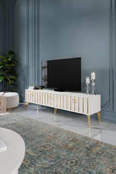 mapahomeliving 150 Cm Dubai Mdf Mebran Kapak Ekru Gold