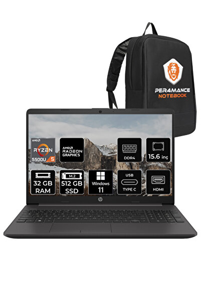 HP 255 G8 Ryzen 5 5500-32GB 512GB SSD 15.6" FHD W11HOME Taşınabilir Bilgisayar 7N4W6AA