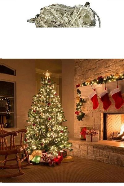 Daxom LED Plug-in Daylight 10 Meters 100 LED Lamp New Year's Pine Tree Ornament Daylight Illuminated Brass